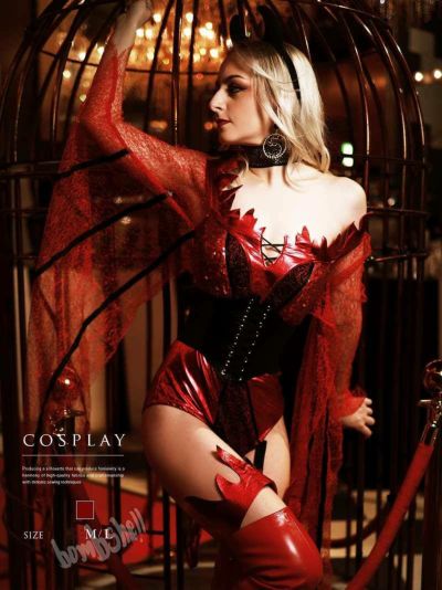 デビルコスチューム豪華セットハロウィン衣装 ダンス衣装【bombshell】(M/L)(レッド)
