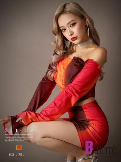 【メール便対応】グラデーションsexyセットアップ【ダンス衣装通販bombshell/ボムシェル】(M)(オレンジ)