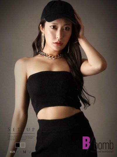 シンプルニットセクシーセットアップ【ダンス衣装通販bombshell/ボムシェル】(M)(ブラック/グレー)