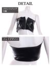 フェイクレザーフロントジッパーベアトップ