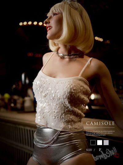 【メール便対応】キラキラスパンコールニットキャミソール【ダンス衣装通販bombshell/ボムシェル】(フリーサイズ)(ブラック/ホワイト/シルバー)