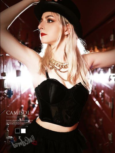 【メール便対応】コルセット風ランジェリーレースインナービスチェ【ダンス衣装通販bombshell/ボムシェル】(フリーサイズ)(ブラック/ホワイト)