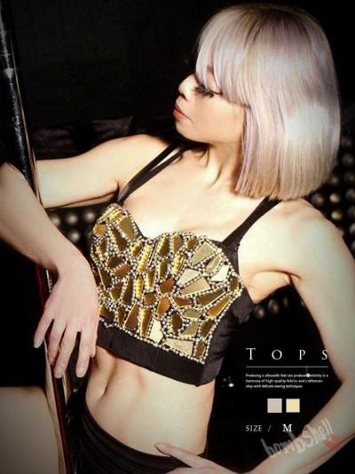 ギラギラビスチェ風キャミソールトップス【ダンス衣装通販bombshell/ボムシェル】(M)(ゴールド/シルバー)