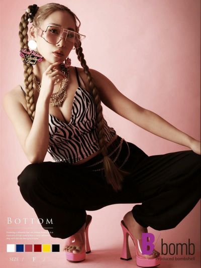SALE￥4378→￥2626！ 無地カラーパンツゆるダボスウェットボトムス【ダンス衣装通販bombshell/ボムシェル】(フリーサイズ)(ブラック/ホワイト/イエロー/レッド/ピンク/ブルー)