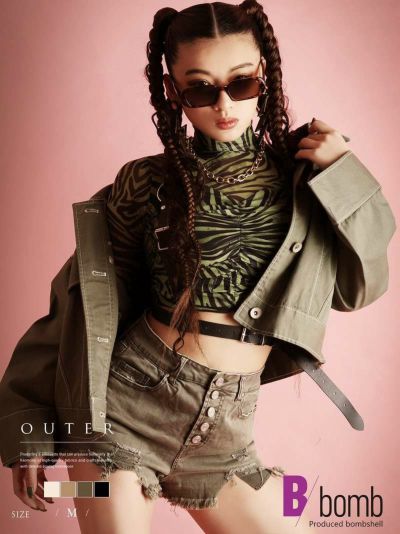 【SALE!￥2728→￥1364】ステッチ入りライトアウター【ダンス衣装通販bombshell/ボムシェル】(M)(アイボリー/ベージュ/ライトカーキ/ブラック)