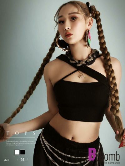 【メール便対応】ショート丈無地韓国風カットソー【ダンス衣装通販bombshell/ボムシェル】(M)(ブラック/ホワイト)