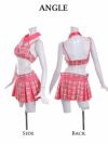 【訳ありアウトレット】ピンクチェック制服風豪華セットステージ衣装3点セット