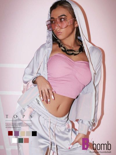 【メール便対応】カップ付きショート丈チューブトップ【ダンス衣装通販bombshell/ボムシェル】(フリーサイズ)(ブラック/ホワイト/ベージュ/ワイン/グレー/パープル/ピンク/グリーン)
