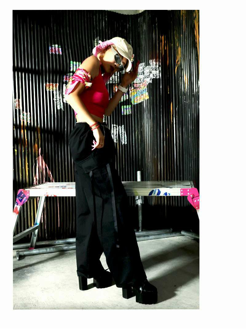 ピンクタンクトップとワイドパンツセット 楽天市場】ピンク ブルー デニムパンツ ダメージ ダボパン