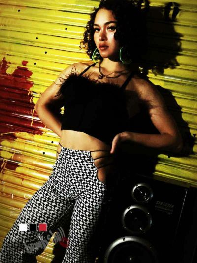 【SALE!￥2948→￥1474】ファー付きカップ付きショート丈キャミソール ダンス衣装【bombshell】(M)(ピンク/ブラック/ホワイト)