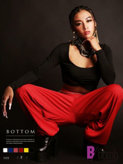 【SALE!￥4378→￥2626】ずり落ち防止内側調節紐付きスウェットボトムス ダンス衣装【bombshell】(フリーサイズ)(ブラック/ホワイト/イエロー/レッド/ピンク/ブルー)