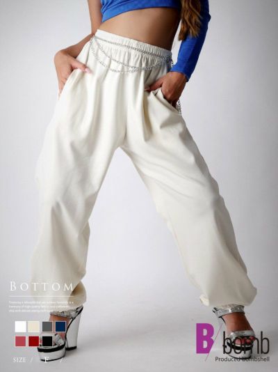 SALE￥4378→￥2626！ ゆるっとスウェットパンツ ダンス衣装【bombshell】(フリーサイズ)(ブラック/ホワイト/レッド/ネイビー/グレー/ピンク/オフホワイト)