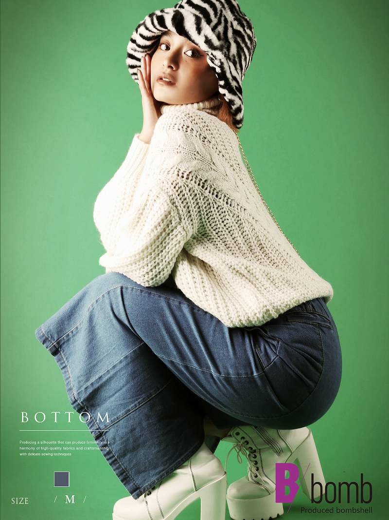  Iラインデニムロング丈スカート