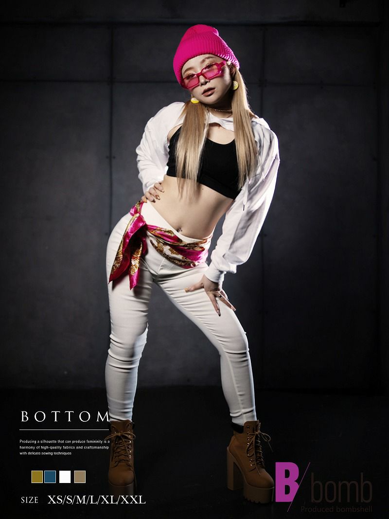 伸縮抜群ウエストゴムベーシックスキニーパンツ