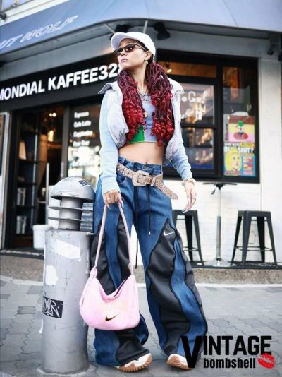 スーパーセール￥15800→￥14219！ NIKEジャージ×デニム再構築ワイド