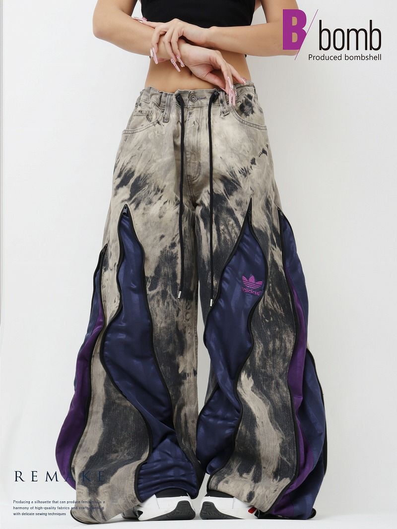 アディダス×クラッシュY2Kワイドデニム【Bbヴィンテージ】