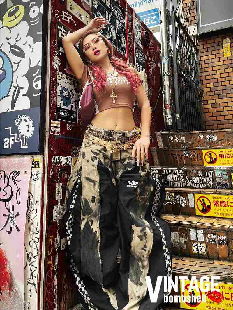 タイダイ柄ブリーチデニム×adidas再構築ワイドパンツ【Bbヴィンテージ