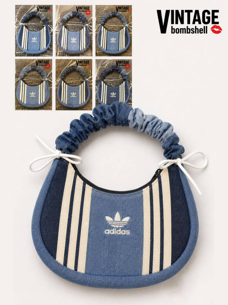 adidasデニムリメイク・マルチカラー再構築ハンドバッグ【Bbヴィンテージ】